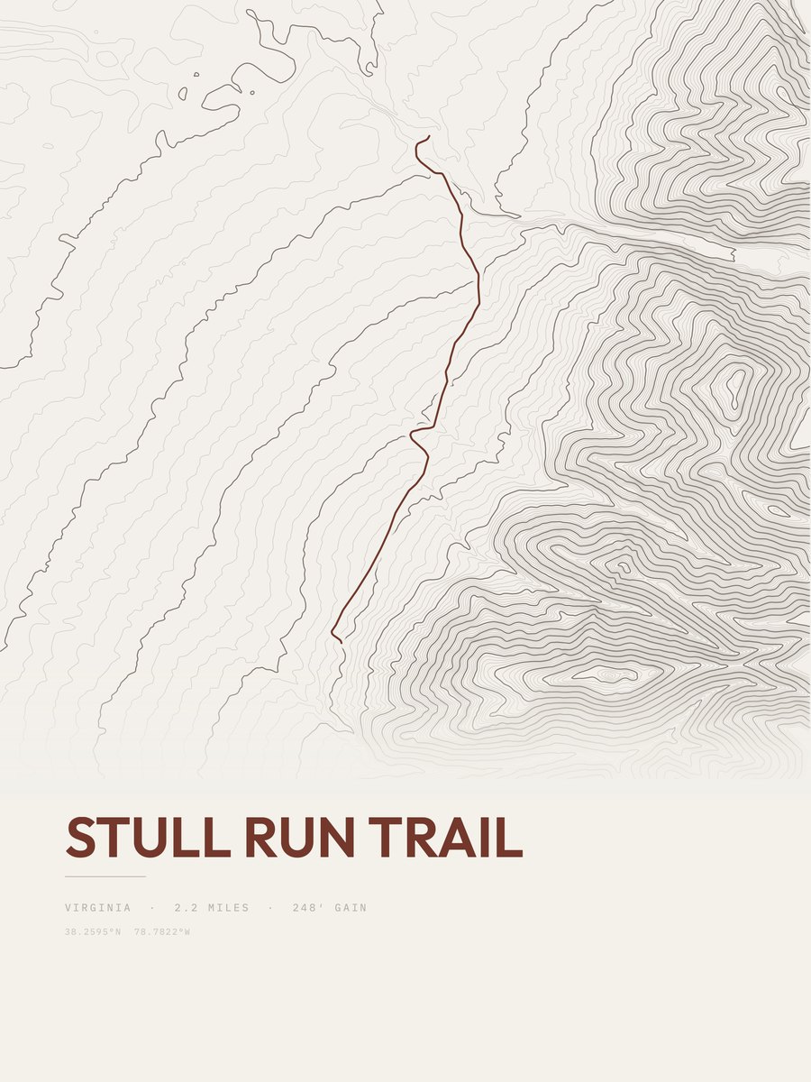 Stull Run Trail topographic trail print