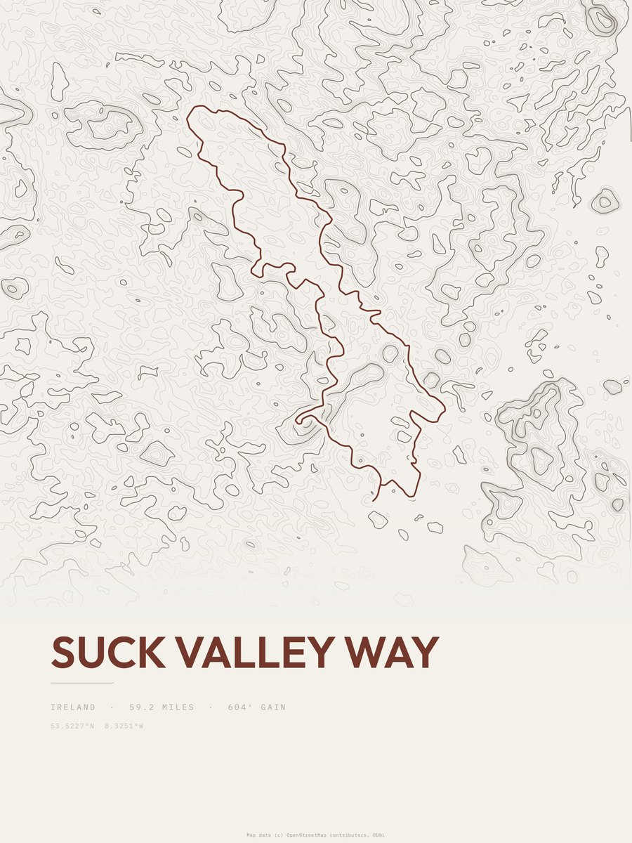 Suck Valley Way topographic trail print