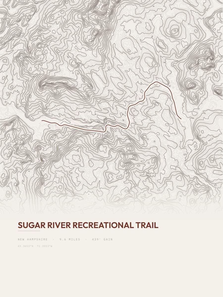 Sugar River Recreational Trail Topographic print