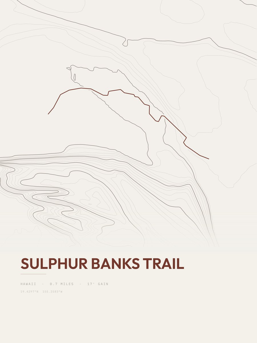 Sulphur Banks Trail topographic trail print