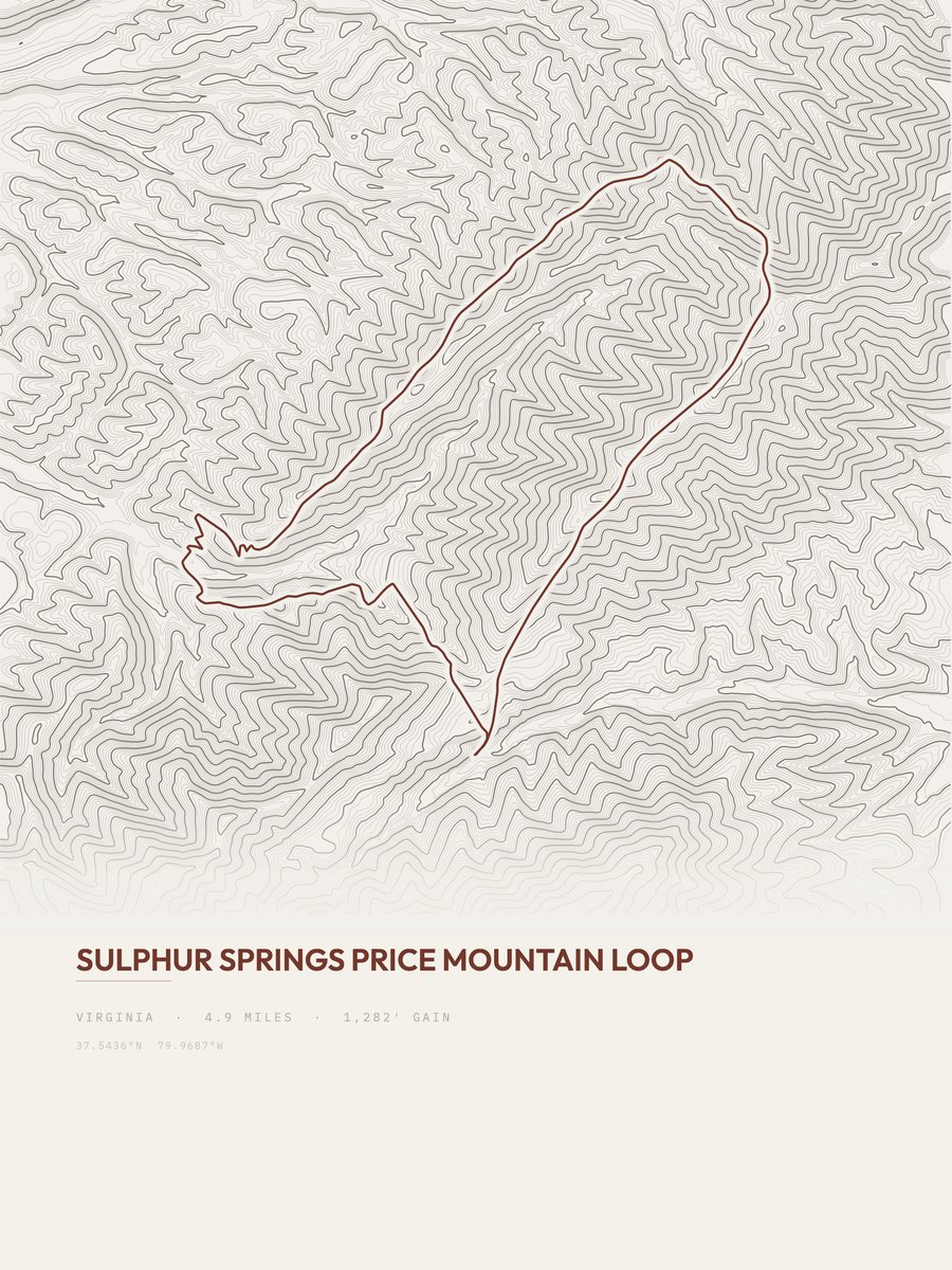 Sulphur Springs Price Mountain Topographic print