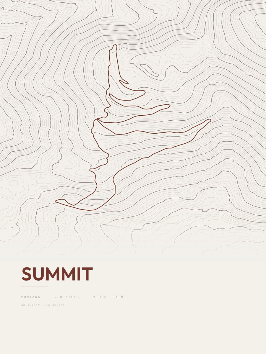 Summit topographic trail print