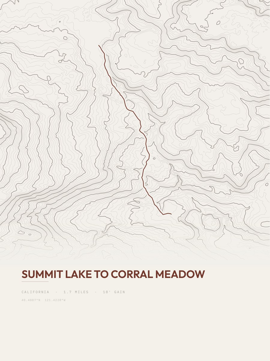Summit Lake to Corral Meadow Topographic print