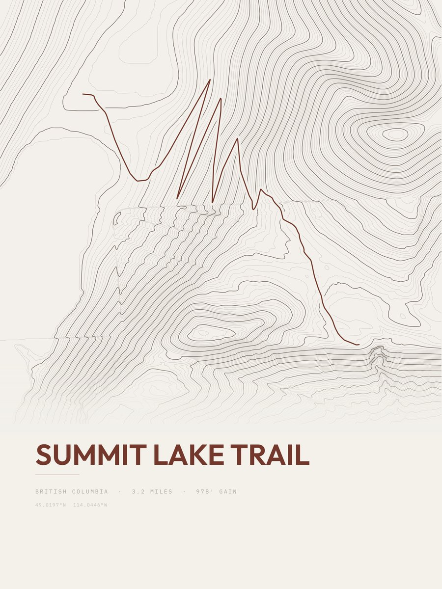 Summit Lake Trail Topographic print