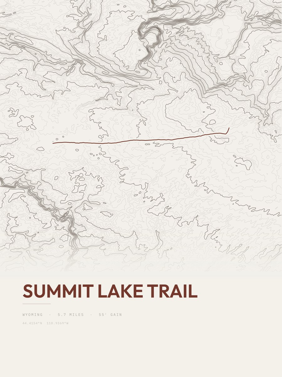 Summit Lake Trail Topographic print