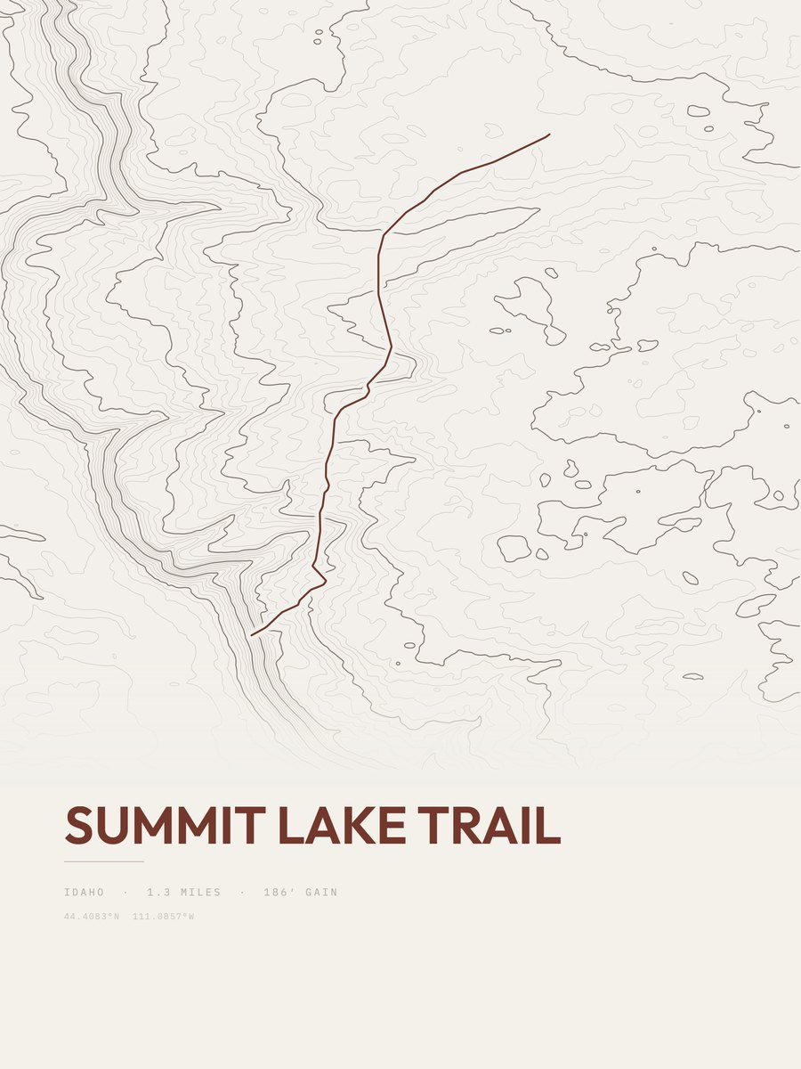 Summit Lake Trail Topographic print