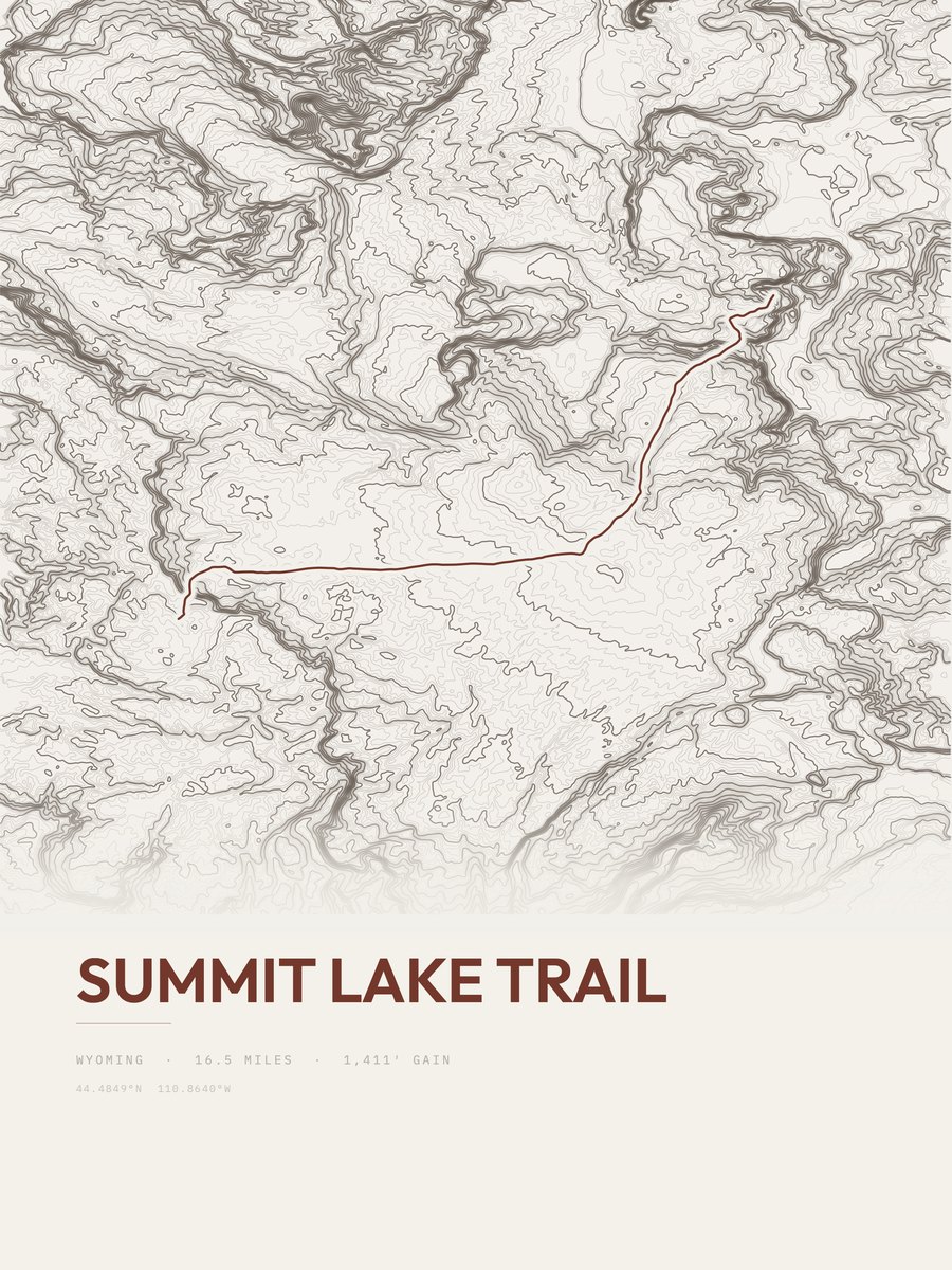 Summit Lake Trail Topographic print