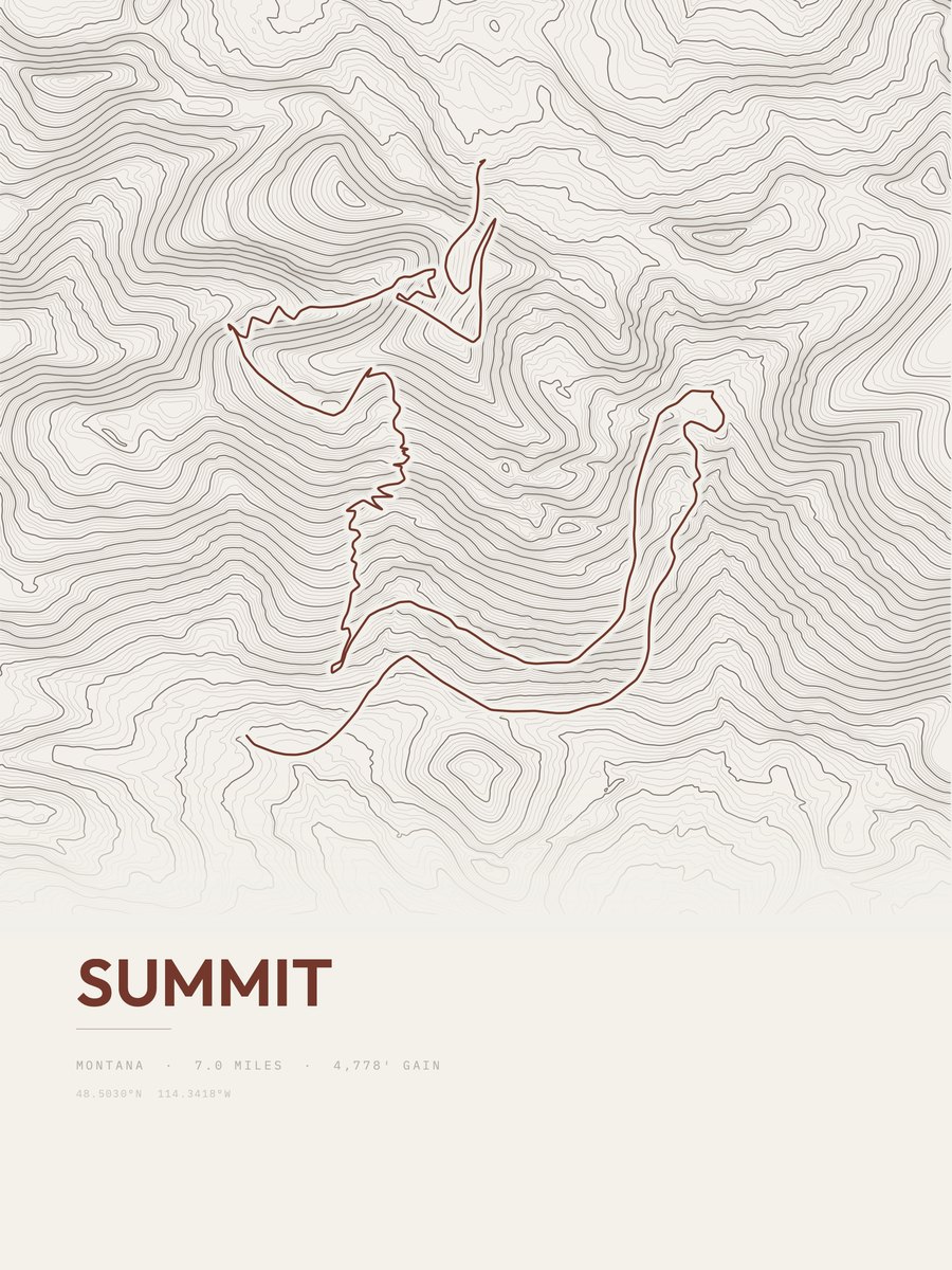 Summit topographic trail print