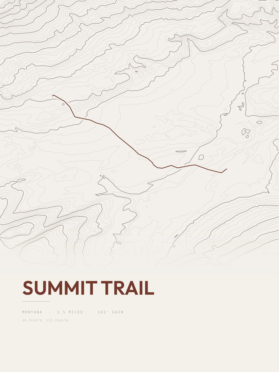 Summit Trail topographic trail print
