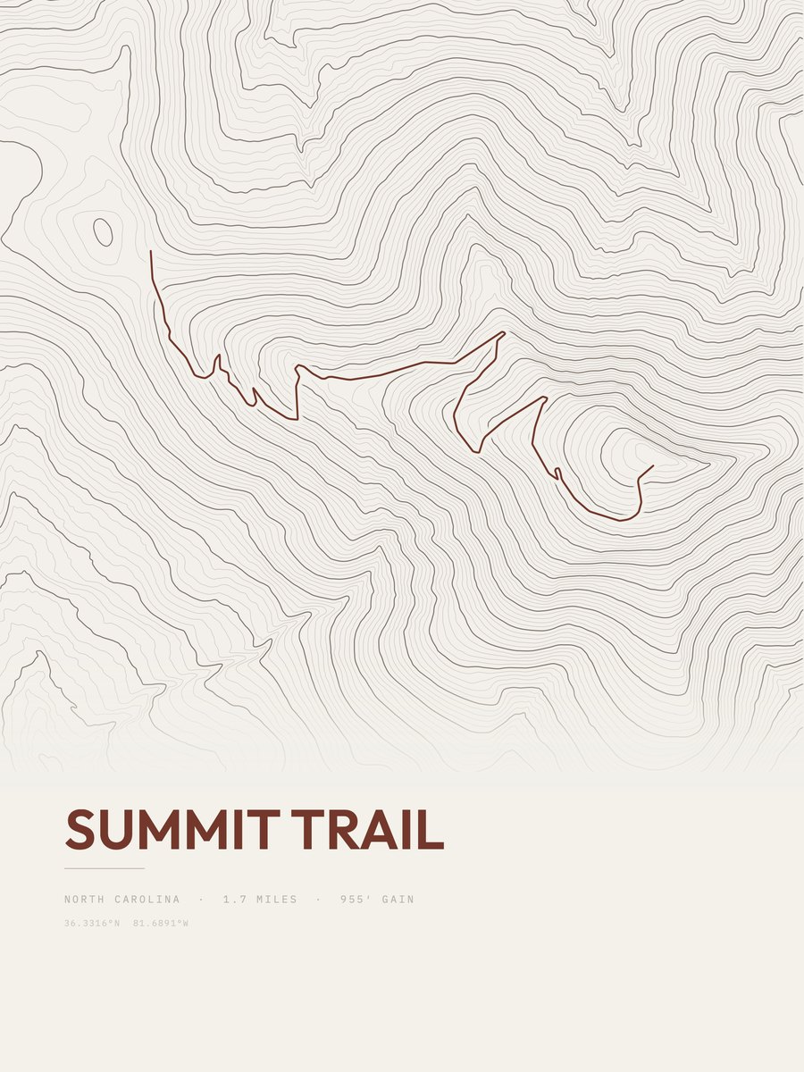 Summit Trail topographic trail print