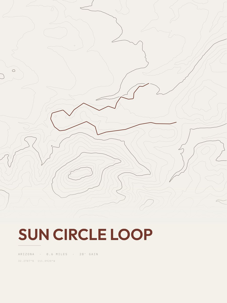 Sun Circle Loop topographic trail print