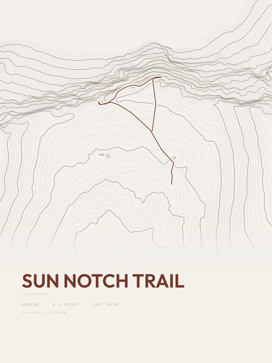 Sun Notch Trail topographic trail print