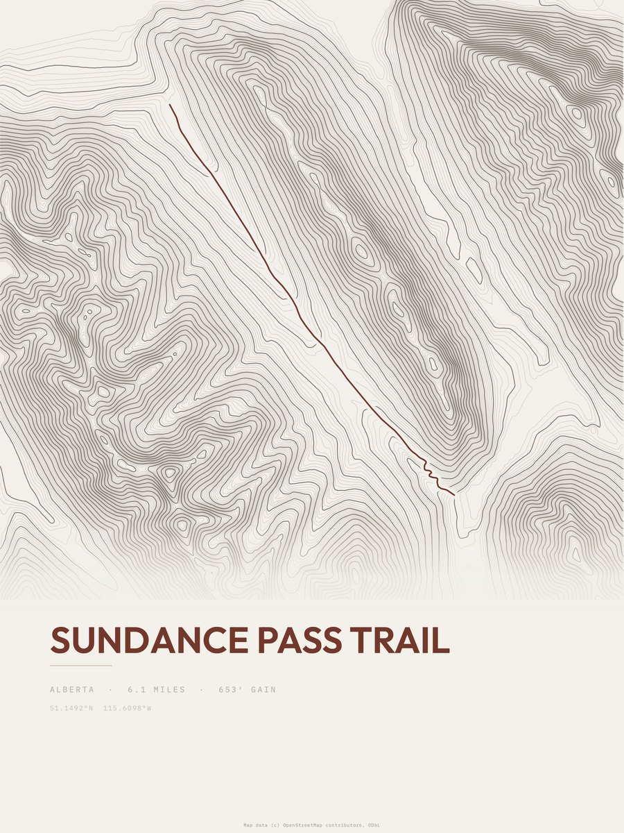 Sundance Pass Trail Topographic print
