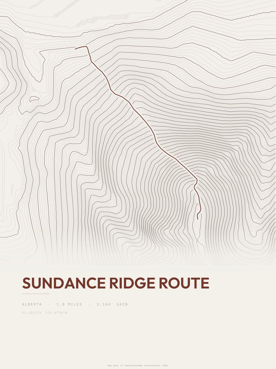 Sundance Ridge Route Topographic print