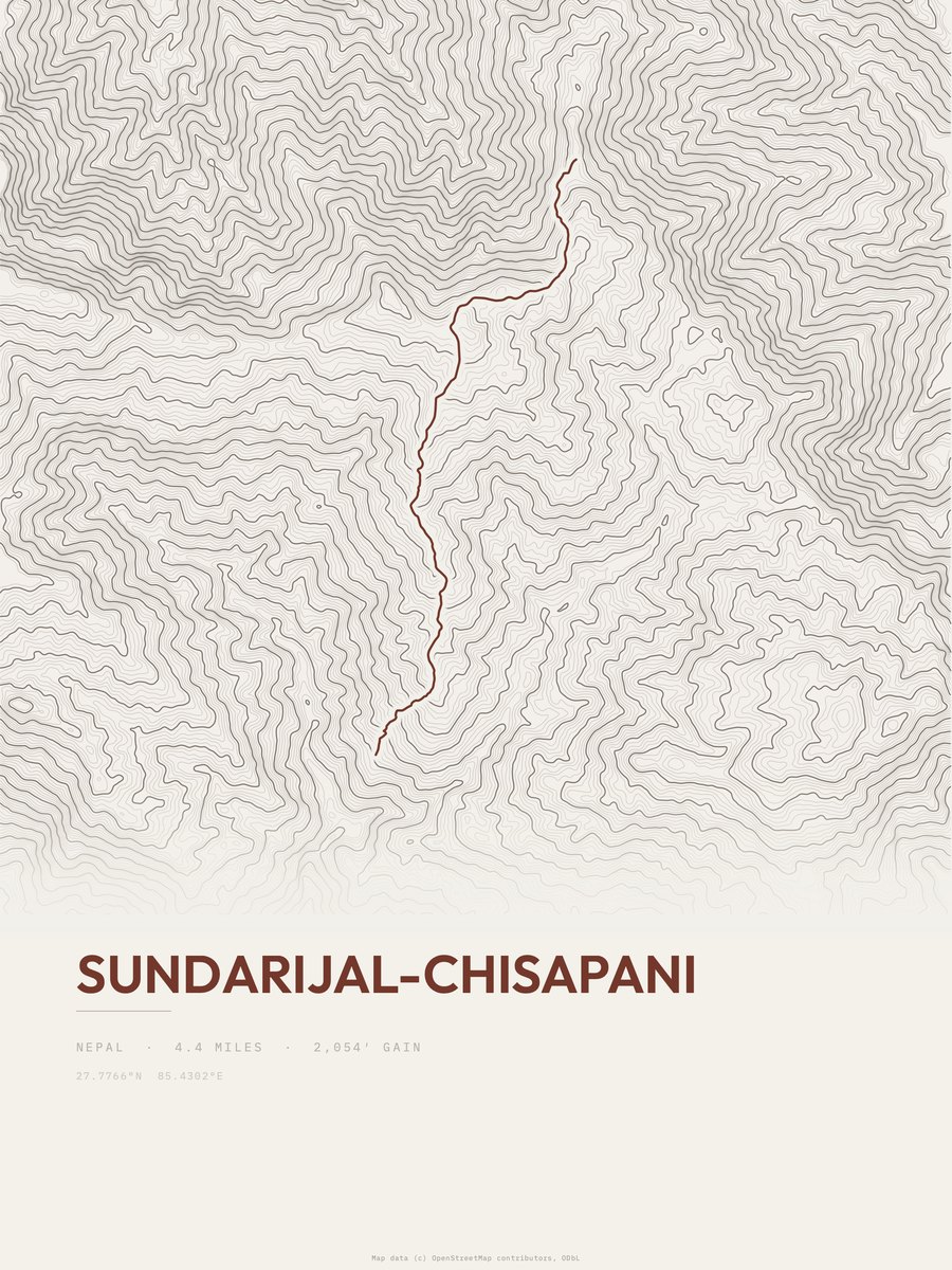 Sundarijal-Chisapani Topographic print