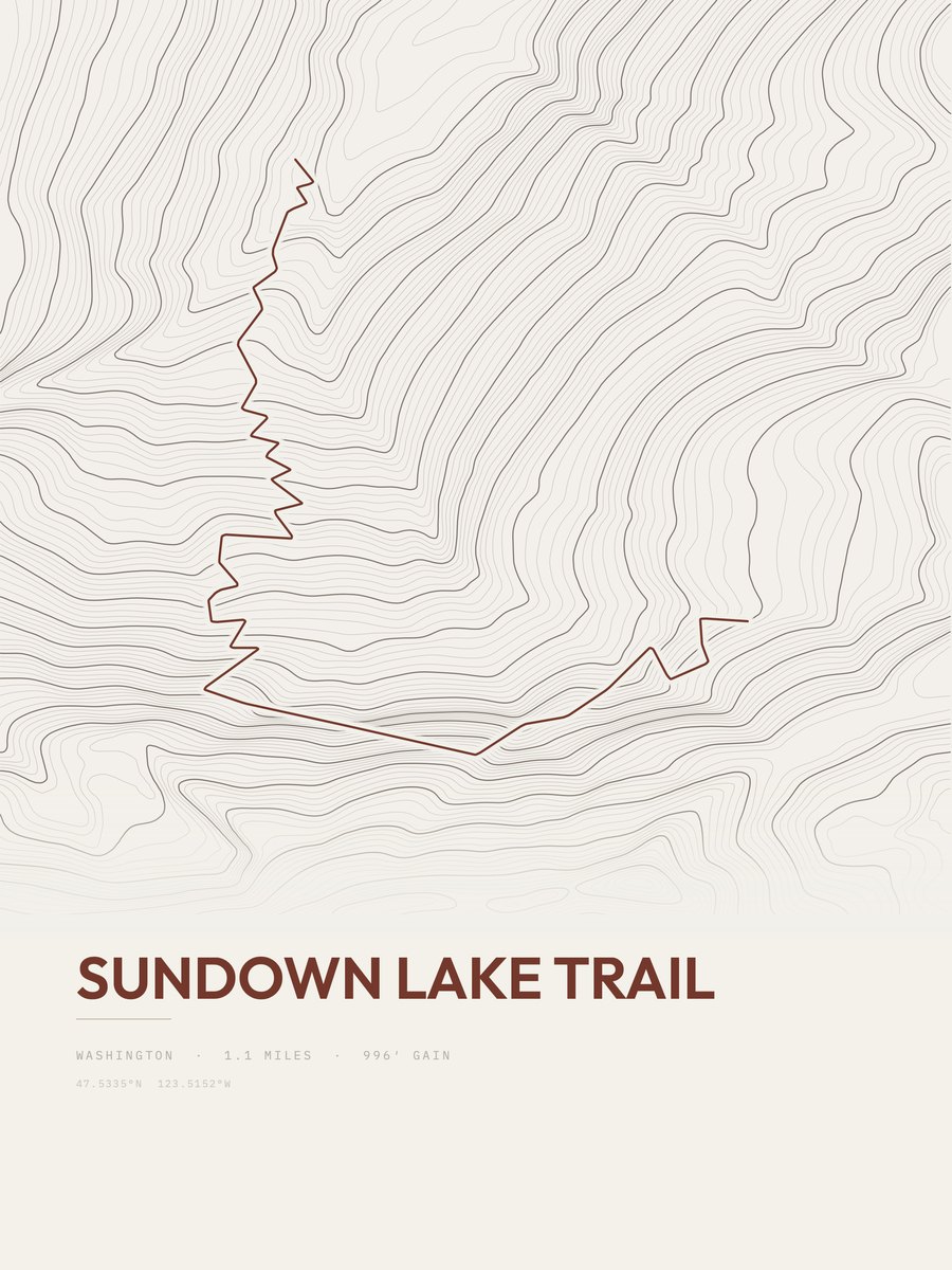 Sundown Lake Trail Topographic print