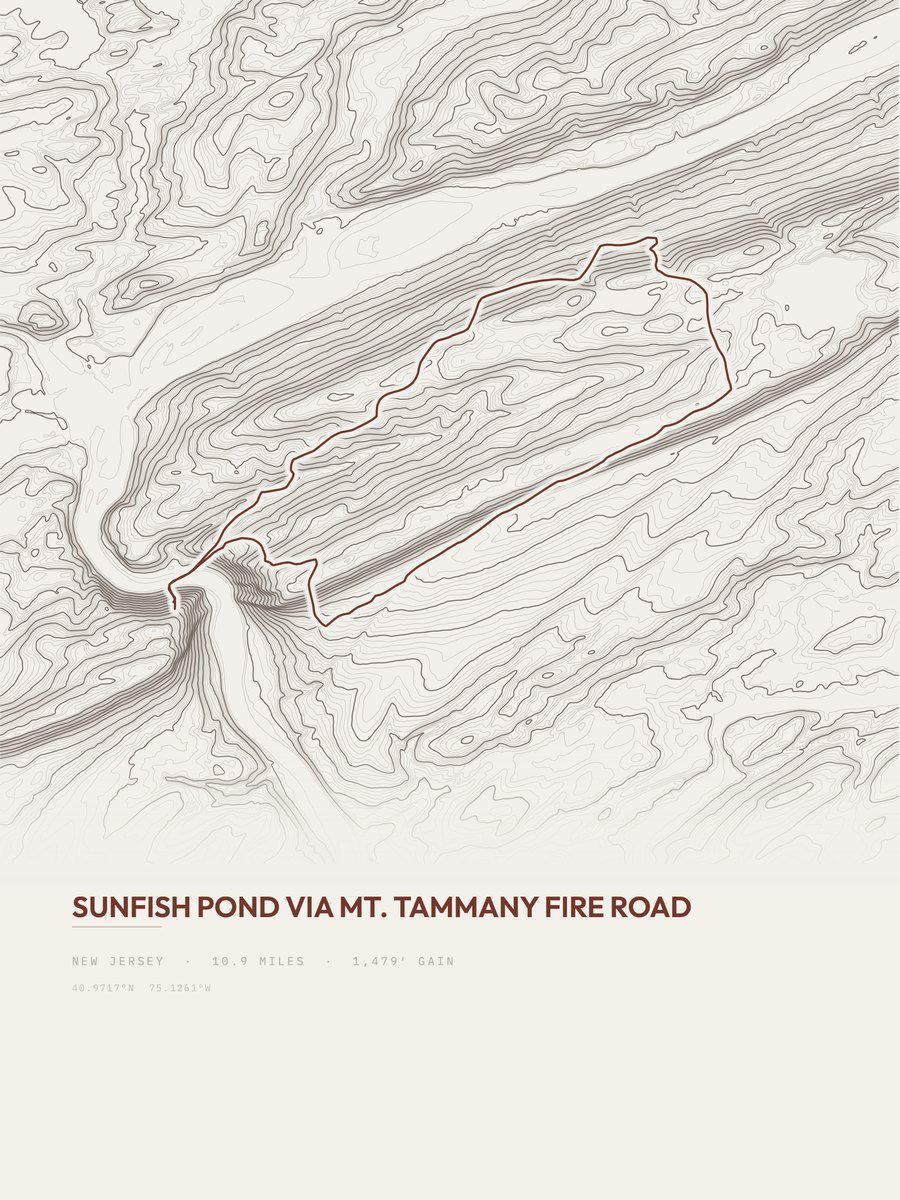 Sunfish Pond topographic trail print