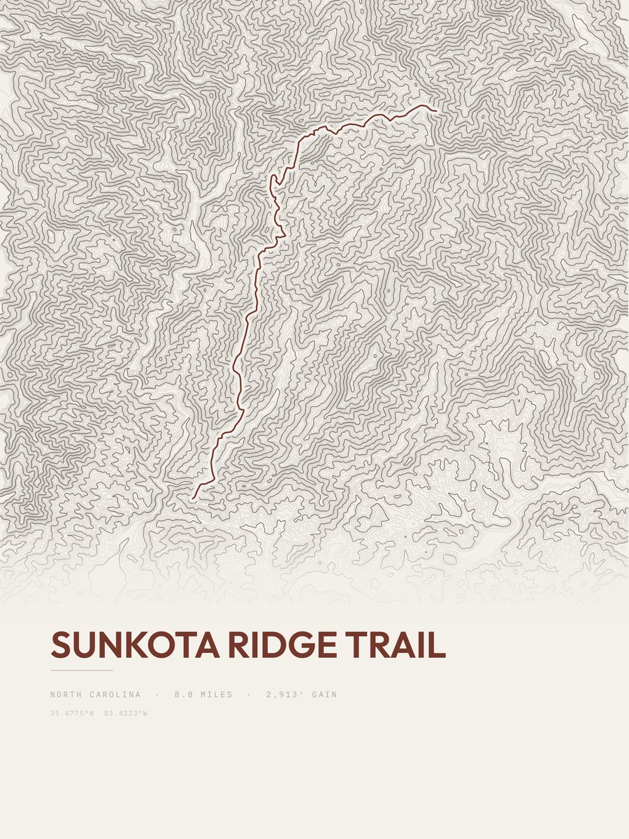 Sunkota Ridge Trail topographic trail print