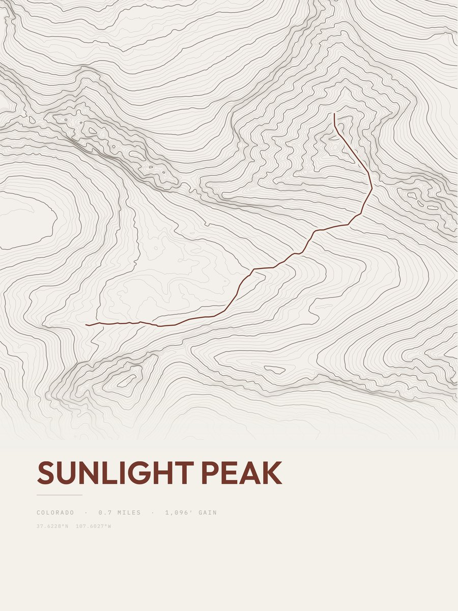 Sunlight Peak Topographic print