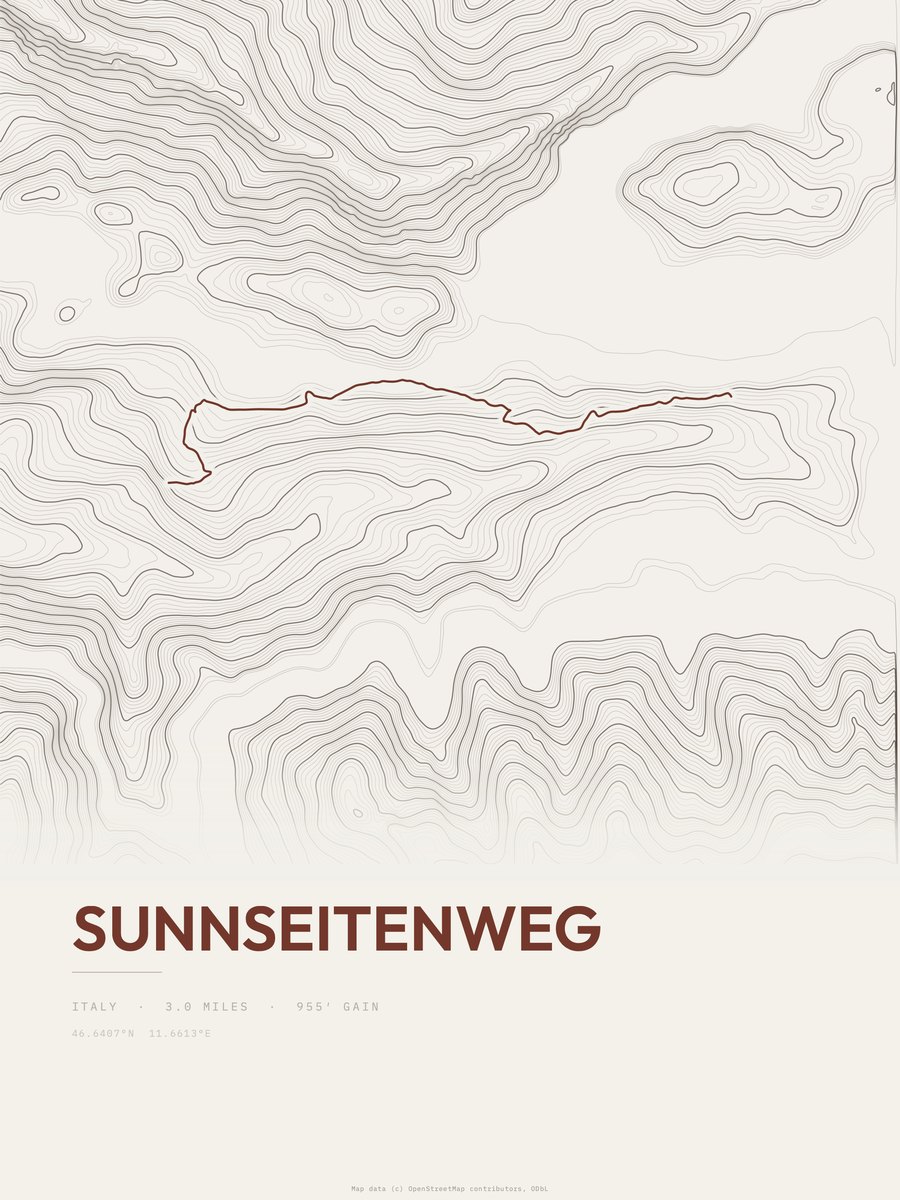 Sunnseitenweg Topographic print