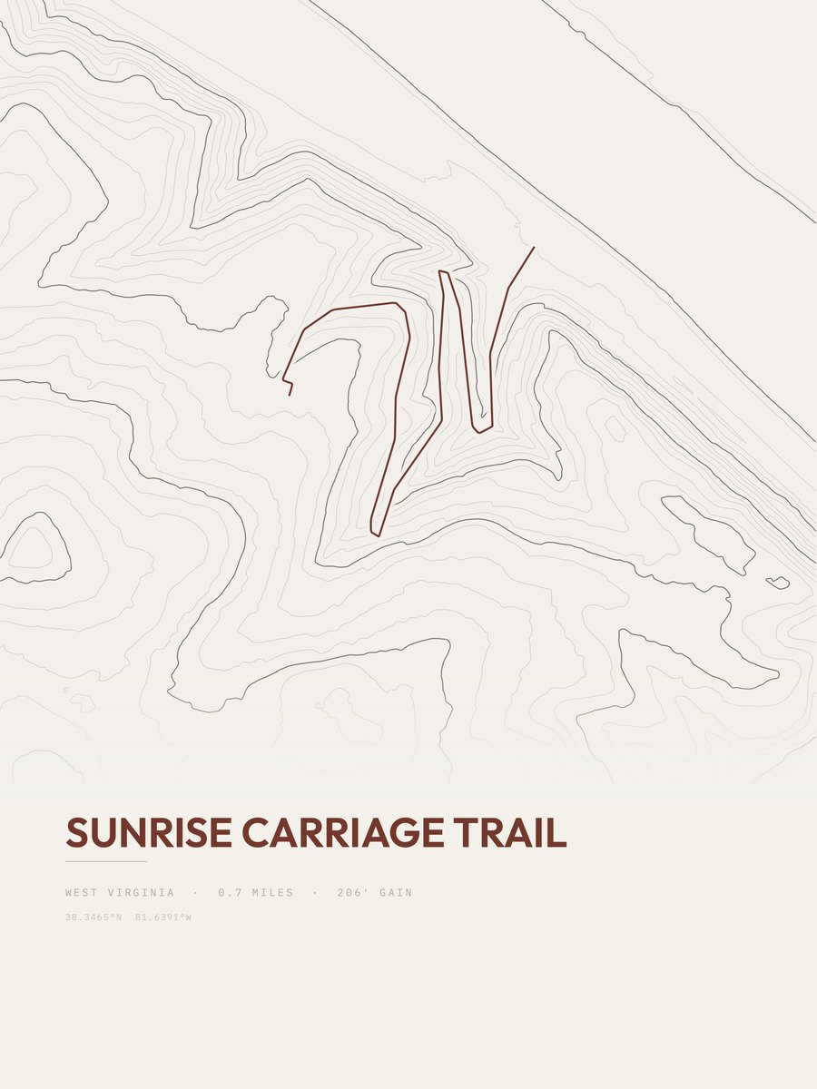 Sunrise Carriage Trail topographic trail print