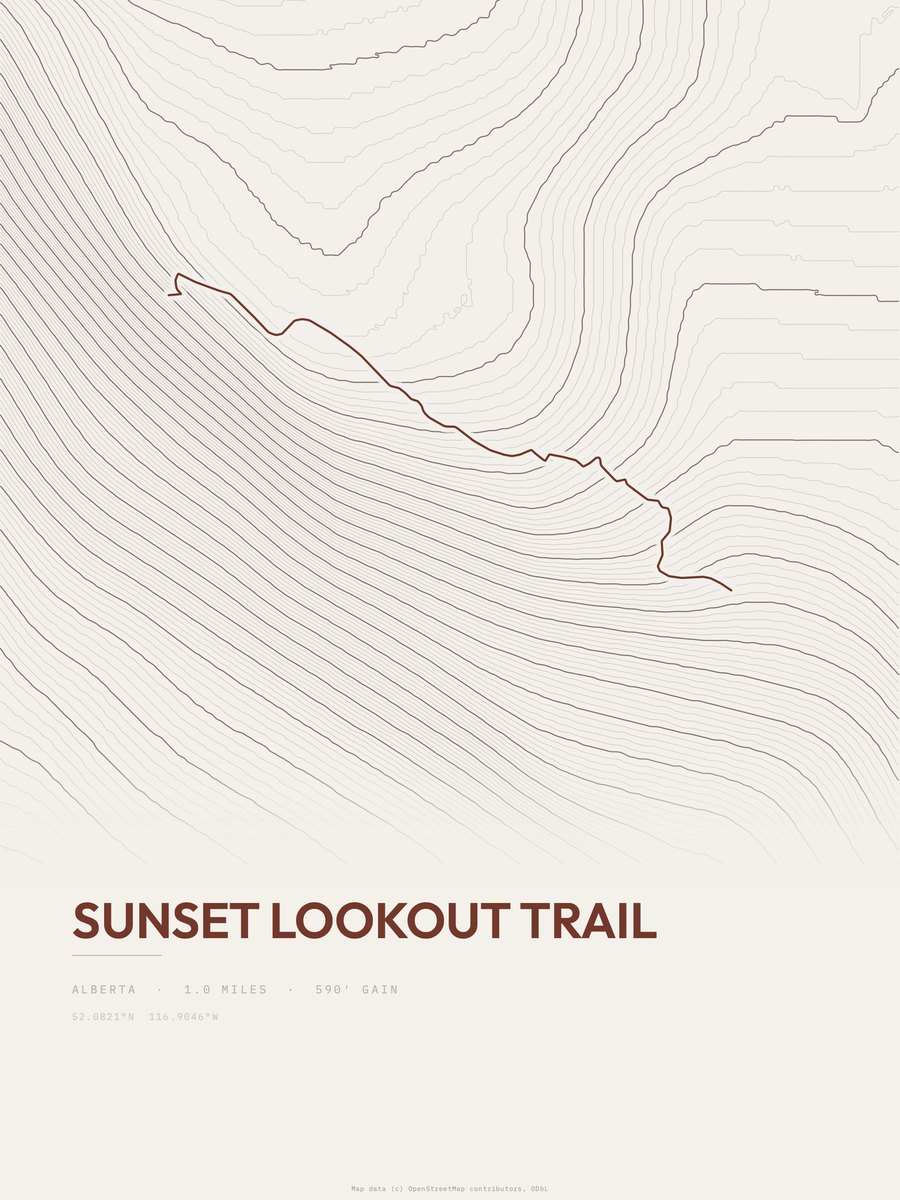Sunset Lookout Trail Topographic print
