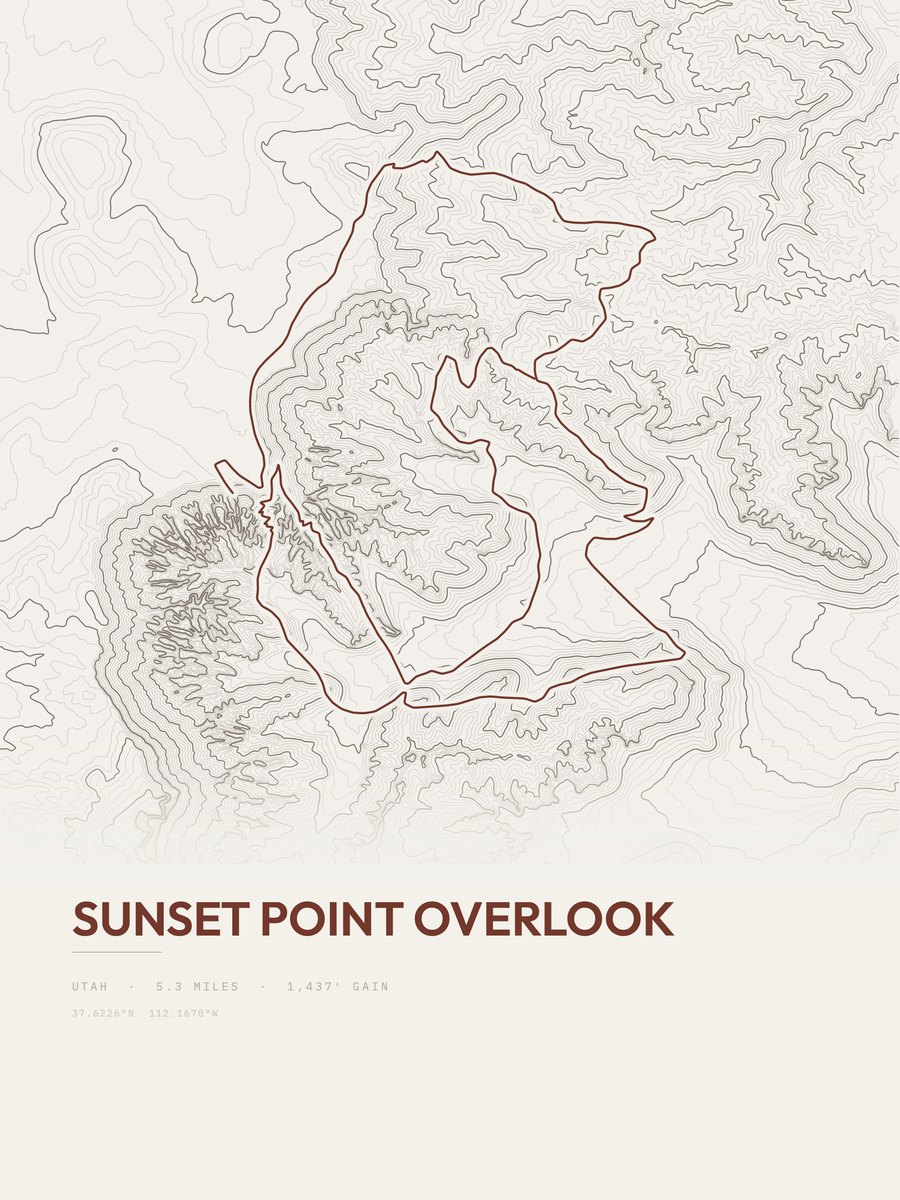 Sunset Point Overlook Topographic print