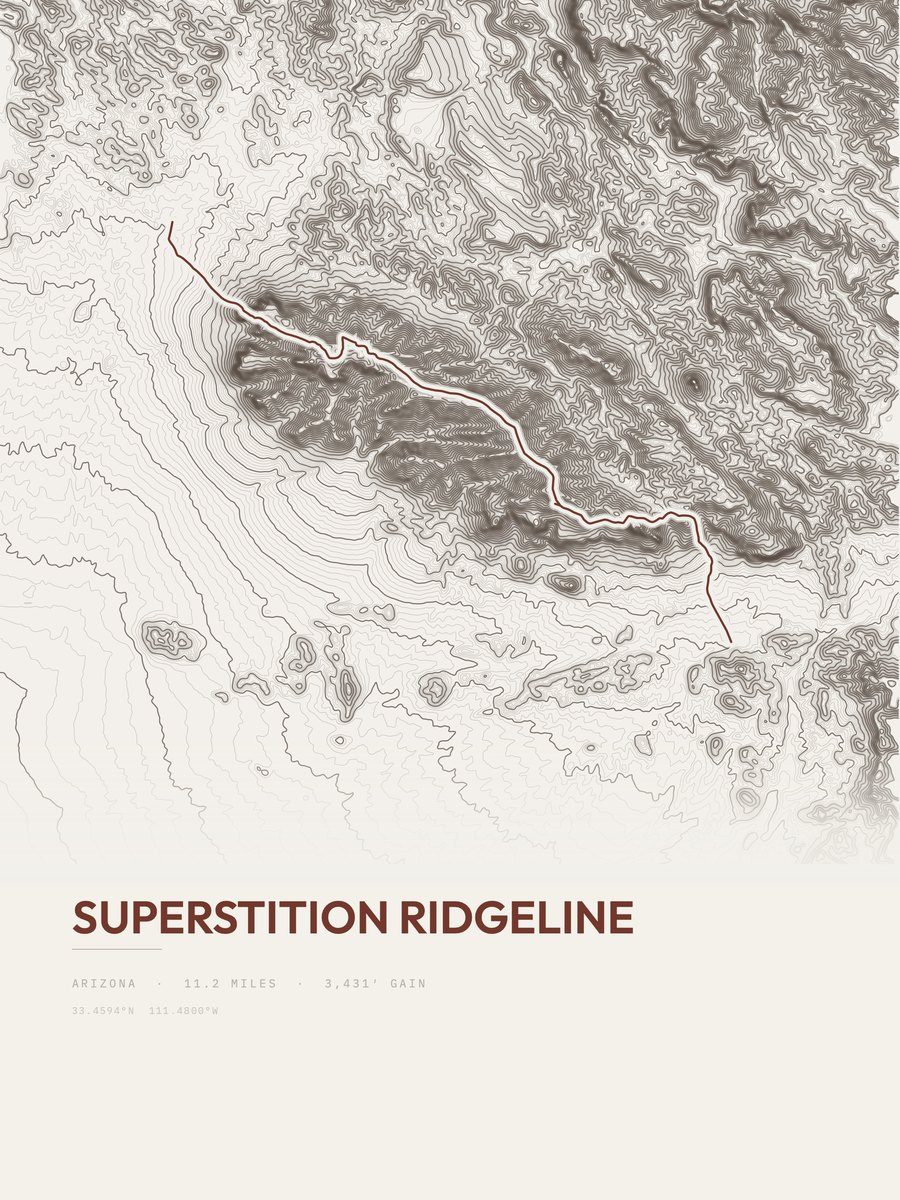 Superstition Ridgeline Topographic print