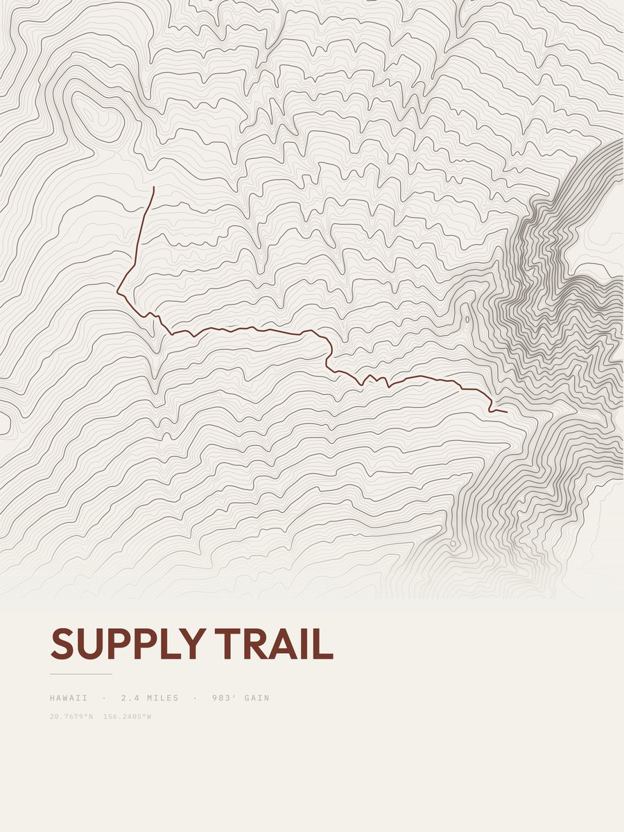 Supply Trail topographic trail print