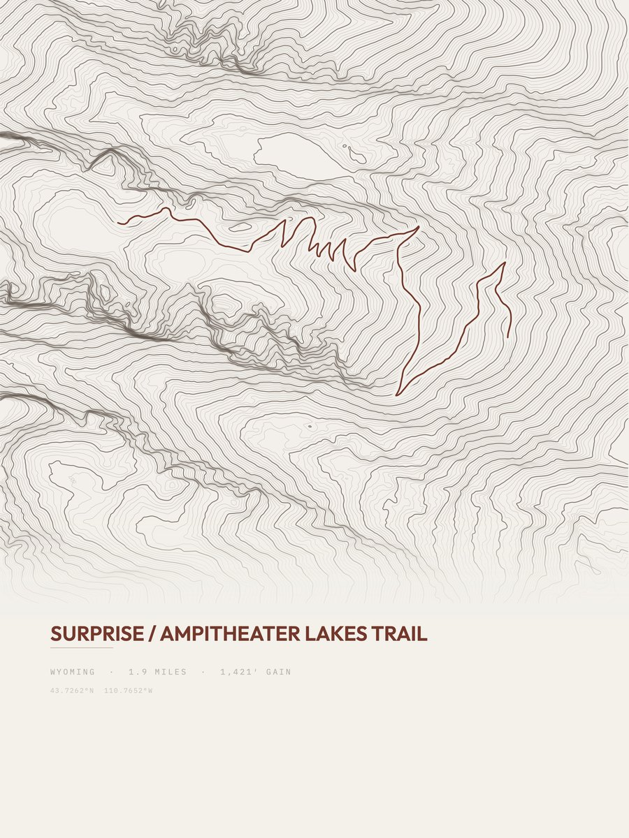 Surprise and Ampitheater Lakes Topographic print
