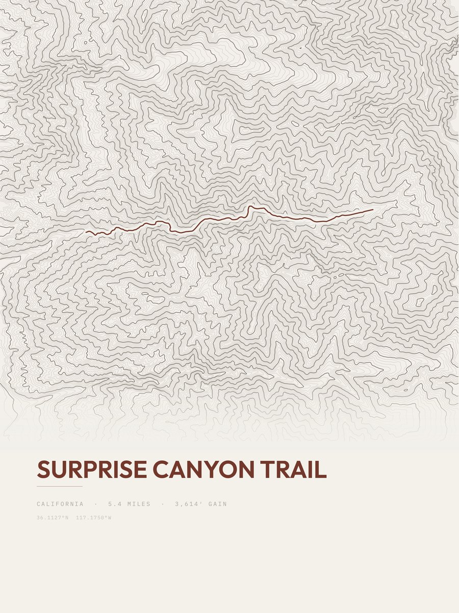 Surprise Canyon Trail Topographic print