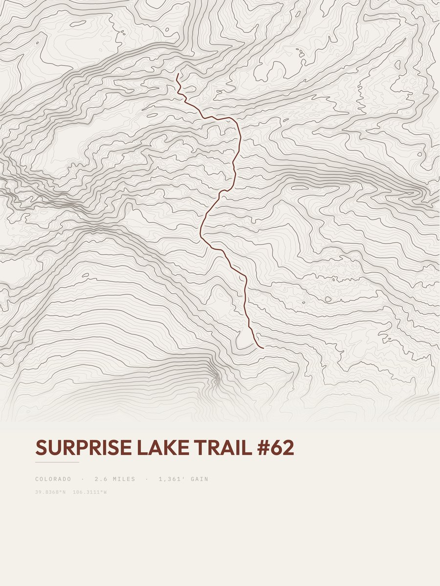Surprise Lake Trail Topographic print
