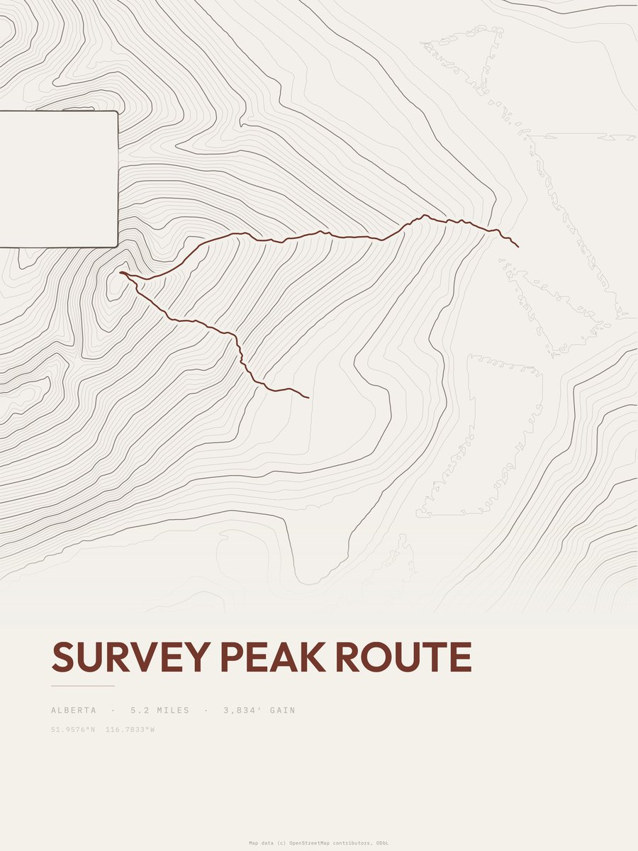 Survey Peak Route topographic trail print
