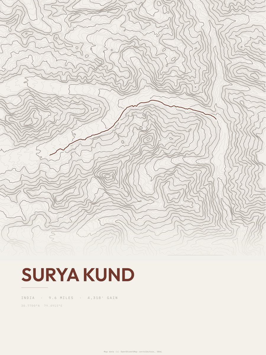 Surya Kund topographic trail print