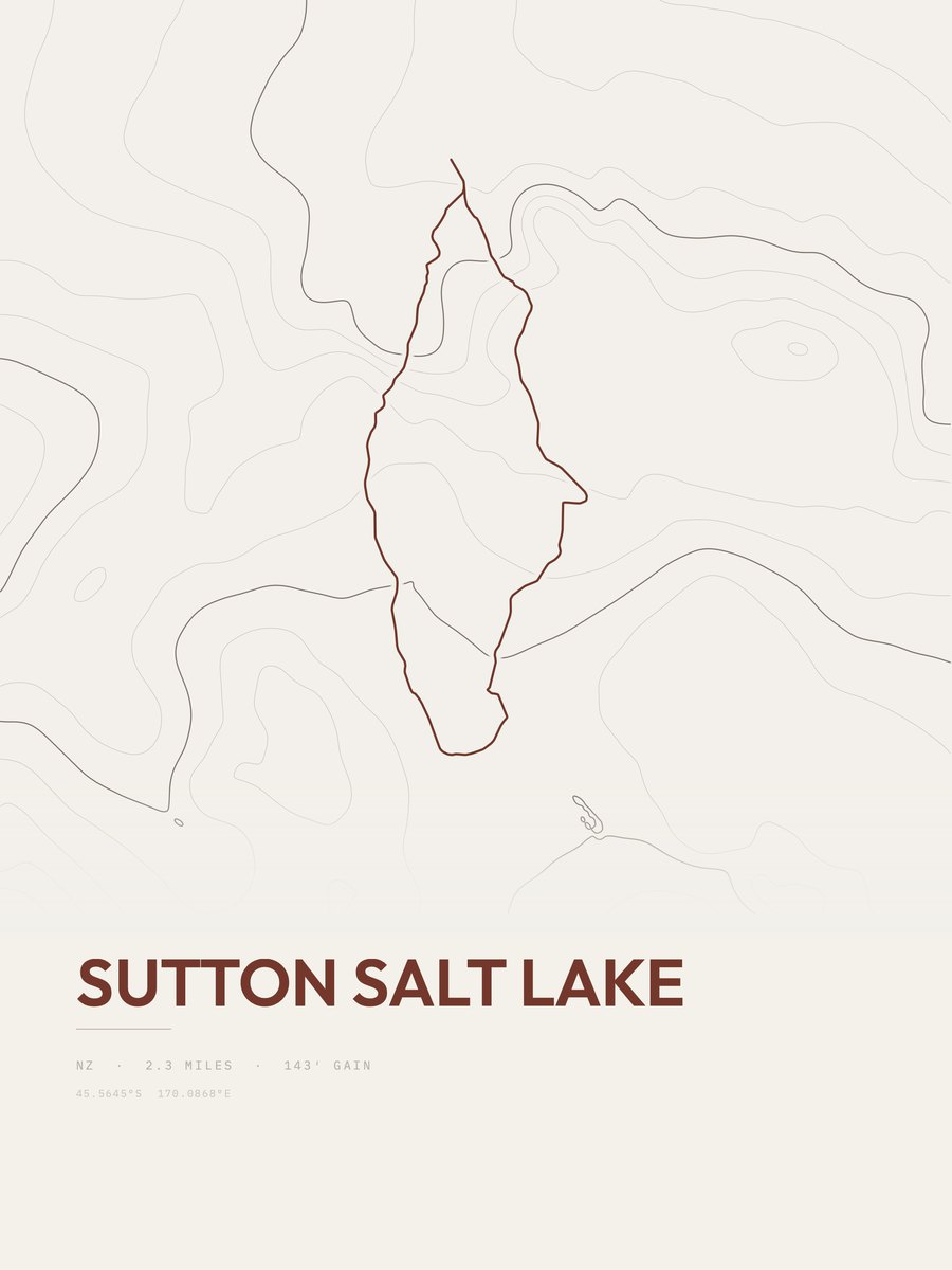 Sutton Salt Lake topographic trail print