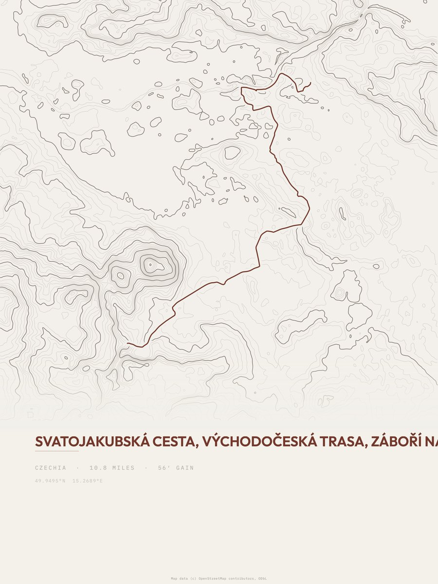 Svatojakubská cesta topographic trail print