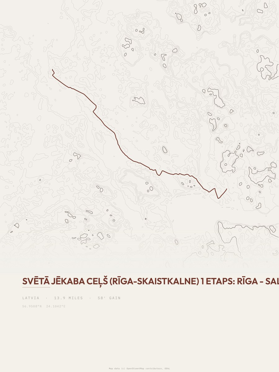 Svētā Jēkaba ceļš Topographic print