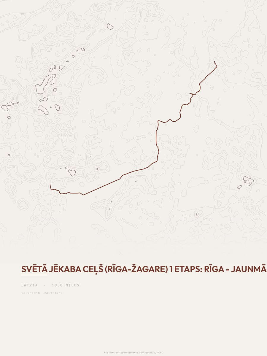 Svētā Jēkaba ceļš Topographic print