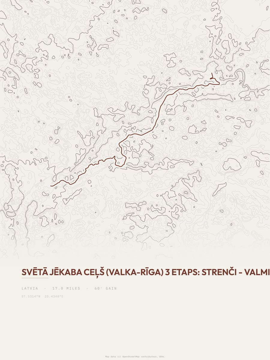 Svētā Jēkaba ceļš Topographic print