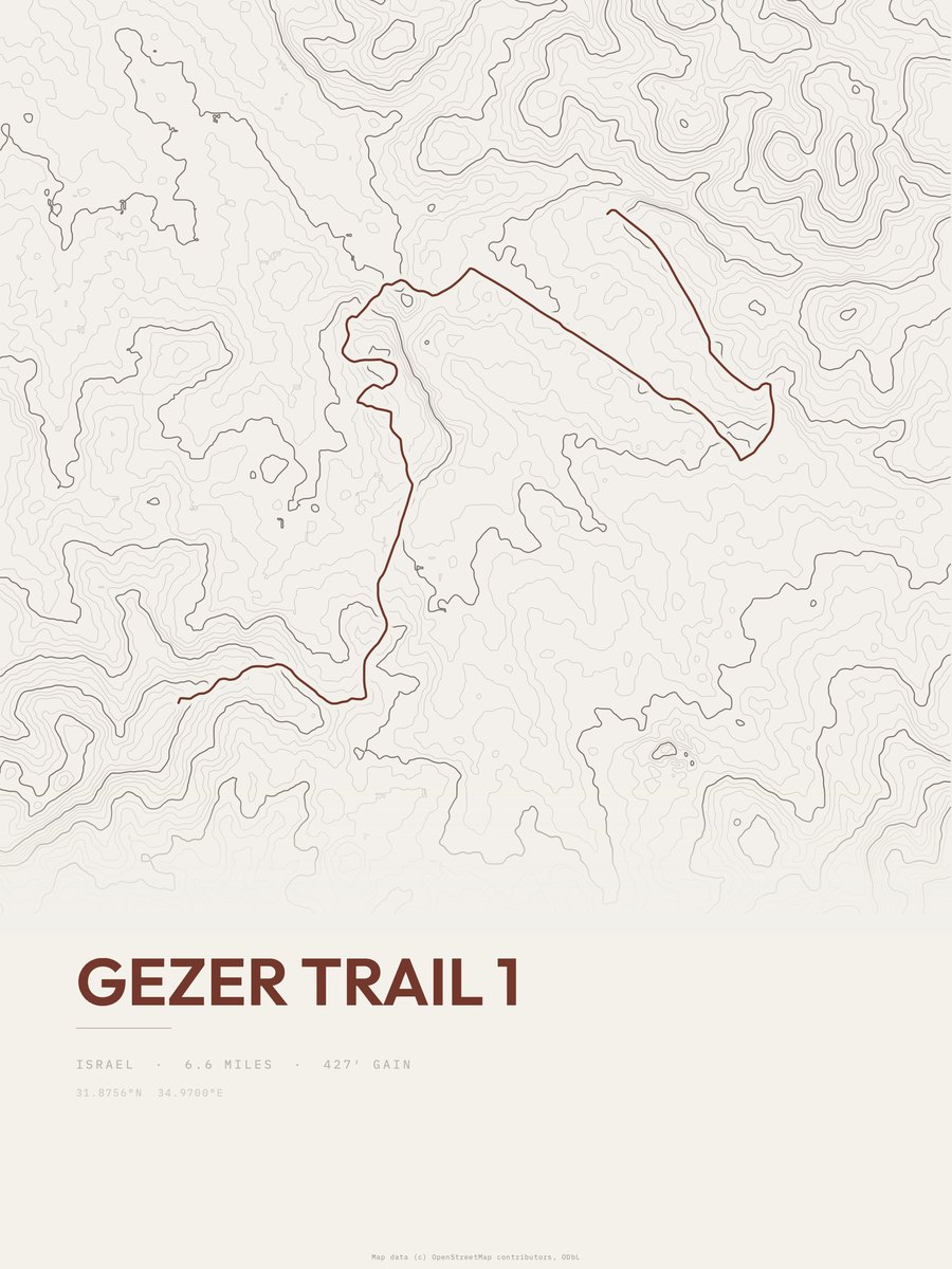 Gezer Trail 1 topographic trail print