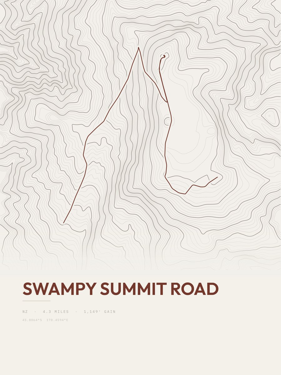 Swampy Summit Road topographic trail print