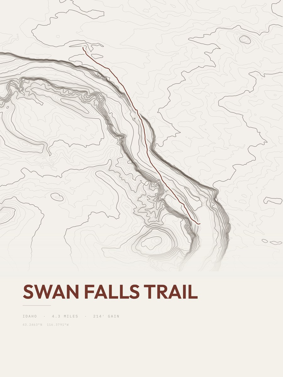 Swan Falls Trail topographic trail print