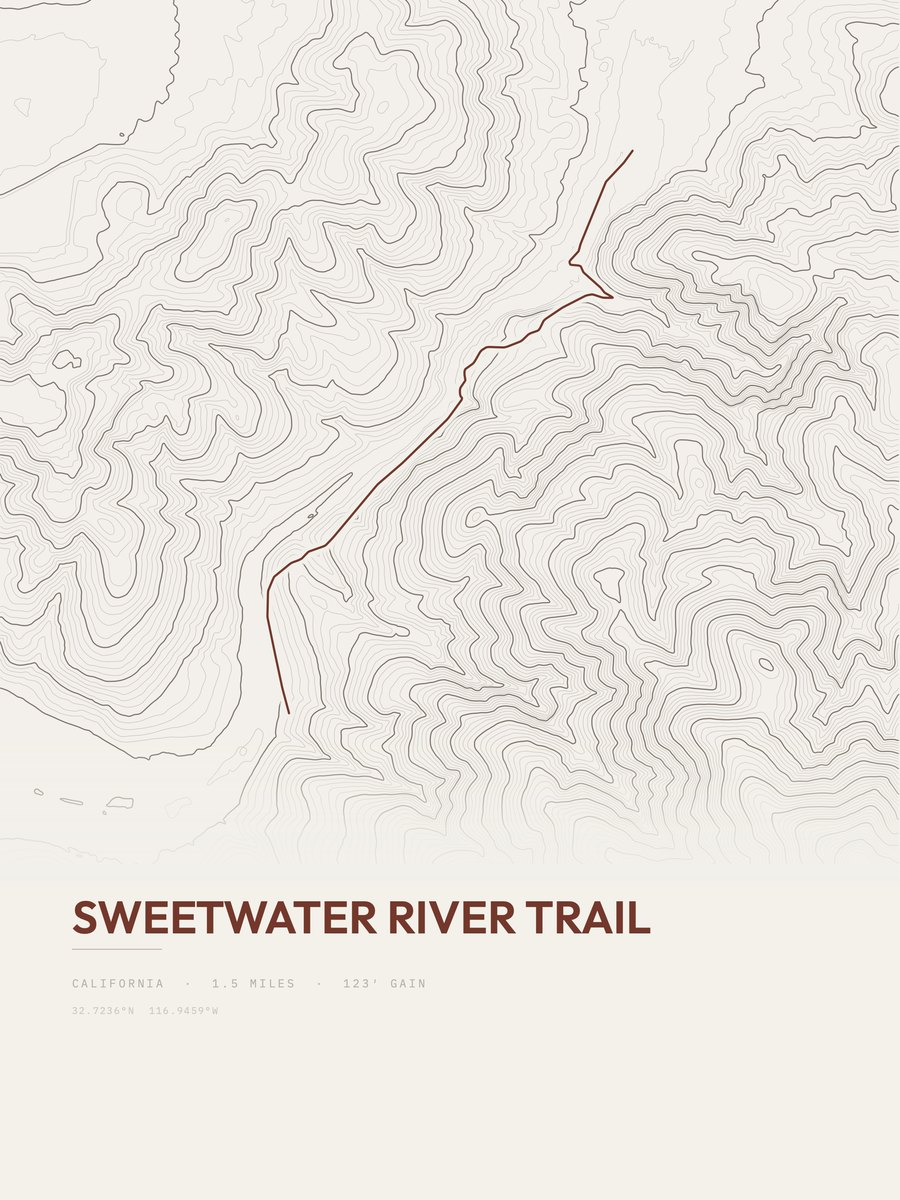 Sweetwater River Trail Topographic print