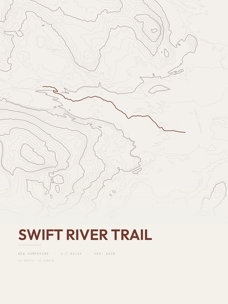 Swift River Trail topographic trail print