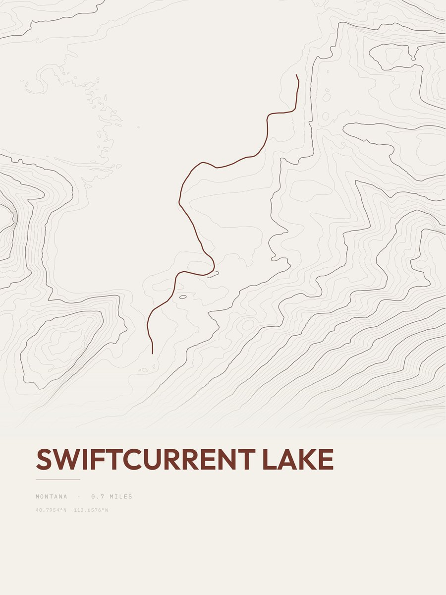 Swiftcurrent Lake Topographic print