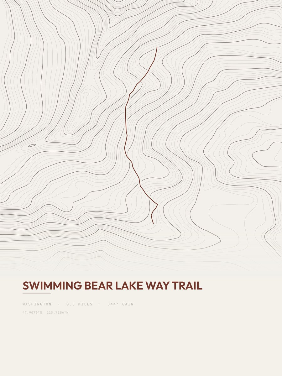 Swimming Bear Lake Way Trail Topographic print