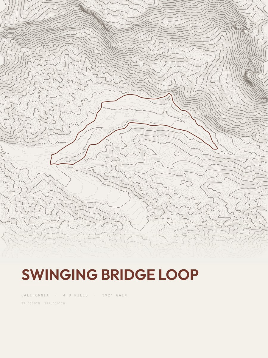 Swinging Bridge Loop Topographic print