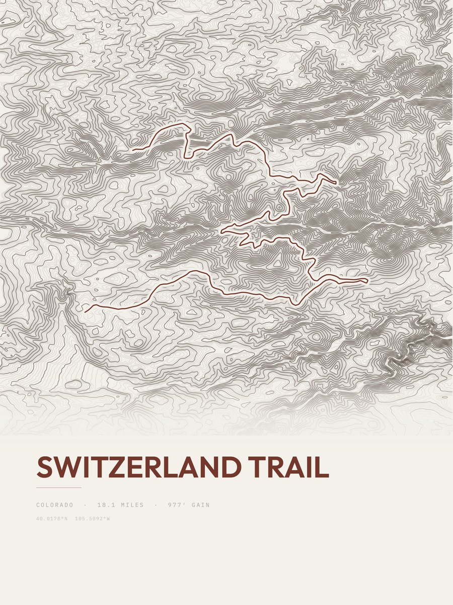 Switzerland Trail topographic trail print
