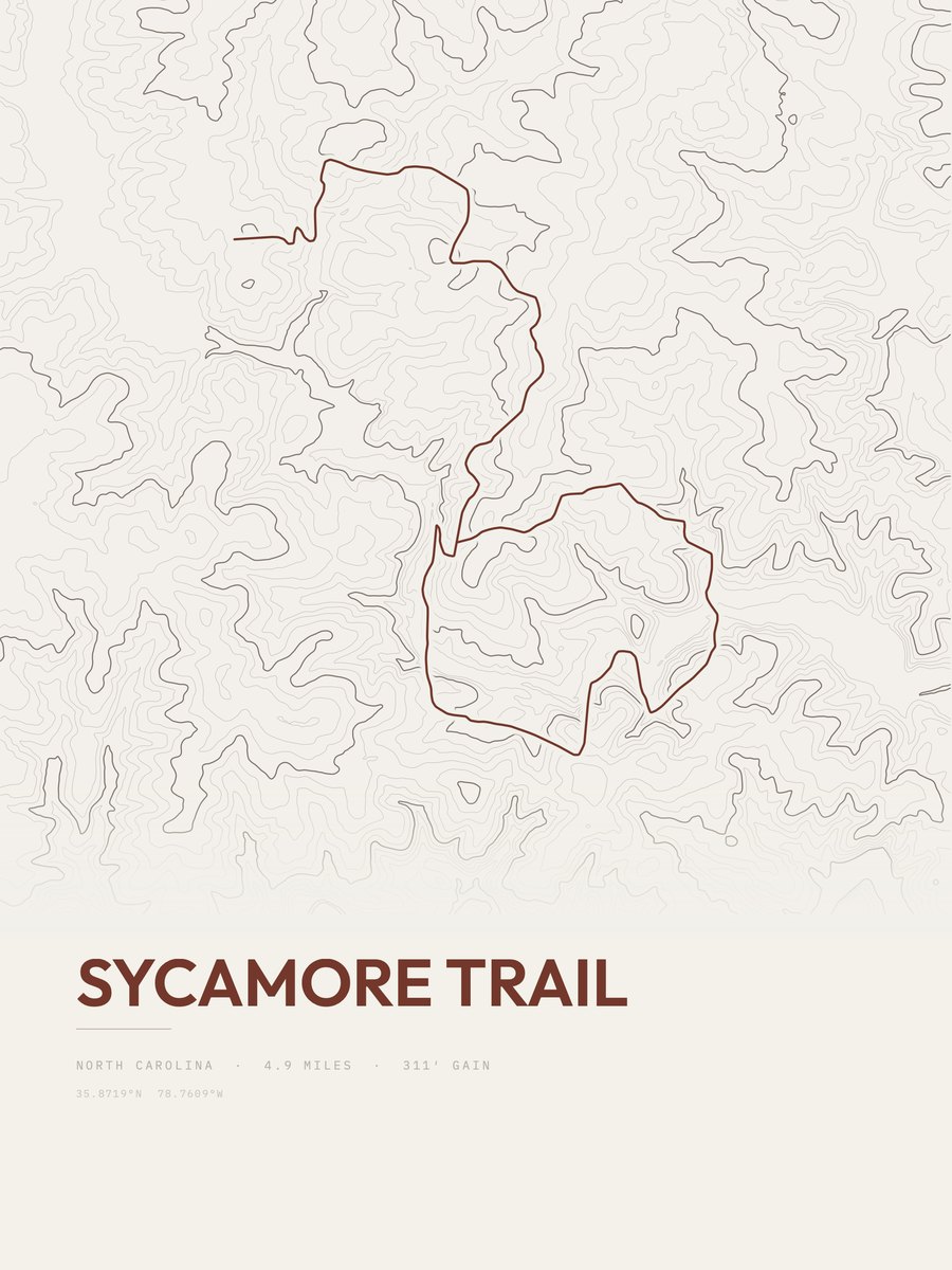 Sycamore Trail Topographic print