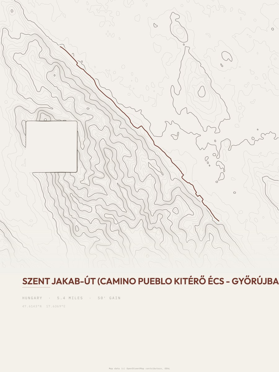 Szent Jakab-út topographic trail print
